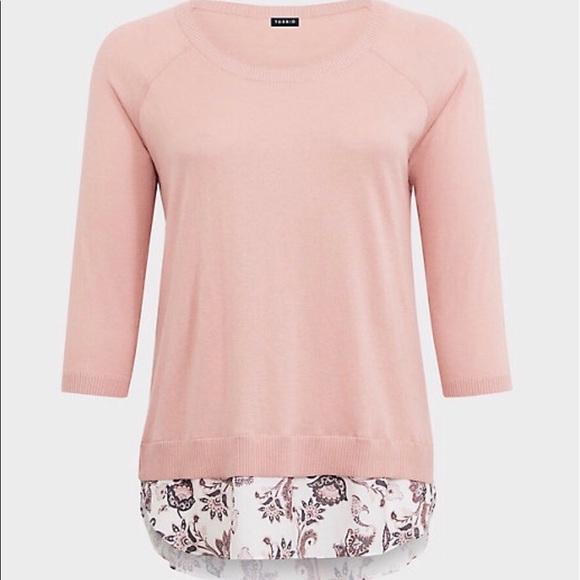 torrid Tops - Torrid peach pink raglan 2fer sweater size 3X